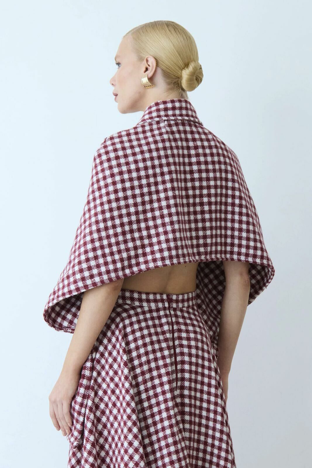 Imagem de Blusa Manga Curta Poncho Gola Tradicional Transpassado Vinho Zen